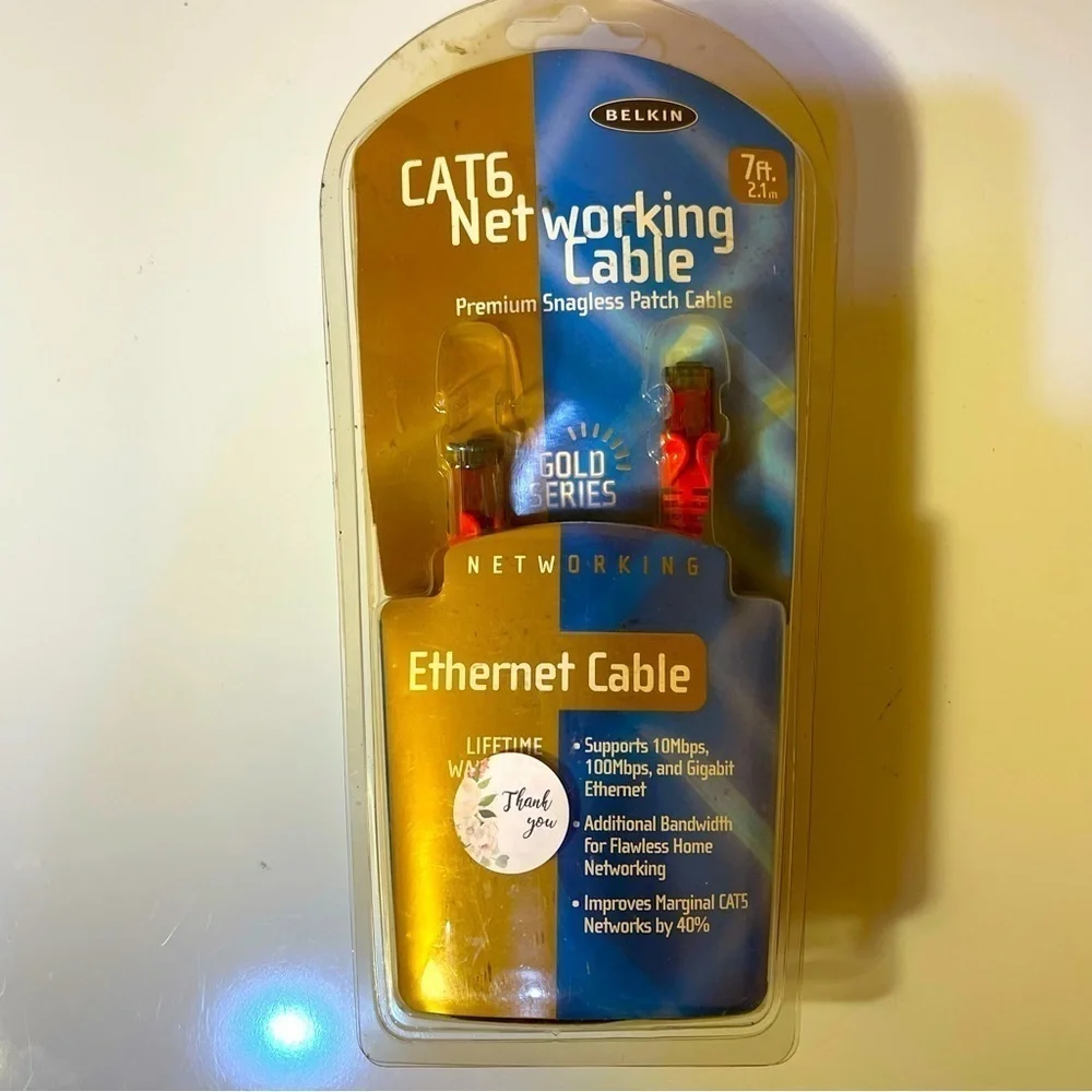 BELKIN Gold Series Cat 6 Ethernet Cable 7 Feet Snagless Patch Cable new in box